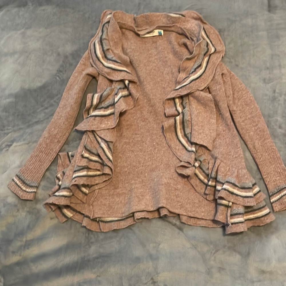 anthro sparrow cardigan with ruffles